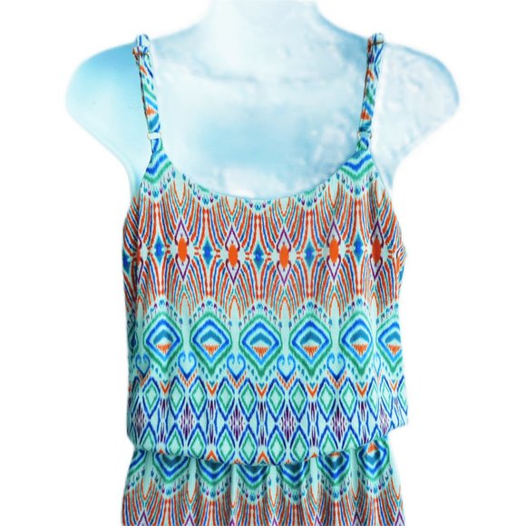 Cabi Maxi Dress Sun Aztec Drape Neckline Adj Straps Side Slit Stretch Knit M - Picture 5 of 9